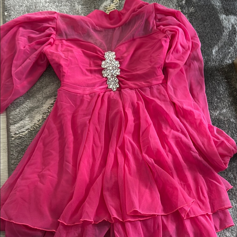 Elegant Pink Dress with Silver Embellishment